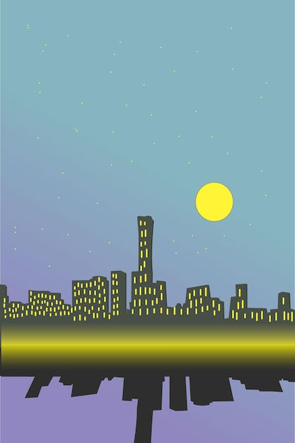 Wallpaper #TzGVNZMB5zzyi_yYJ1cv111 Premium Vector Futuristic Night City Cityscape with Building on