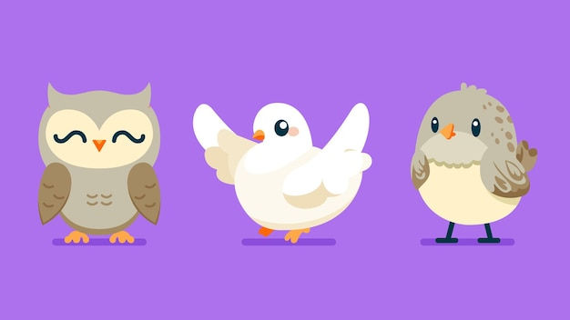 Wallpaper #cXfyJ5MB-pgBXx60MKiM310 Premium Vector Set of Cute Wild Animals Quail Pigeon Dove Owl Safari