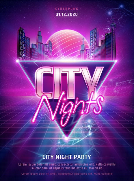 Wallpaper #a32h844Bnwiau_P6MA3j3 Premium Vector Fancy Cyberpunk Night Party Poster