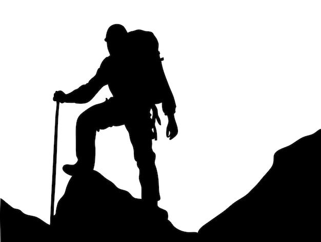Wallpaper #x--qS5MBMN-XEVvVnztn94 Premium Vector Silhouette Scene for a Mountains Climber Adventurer