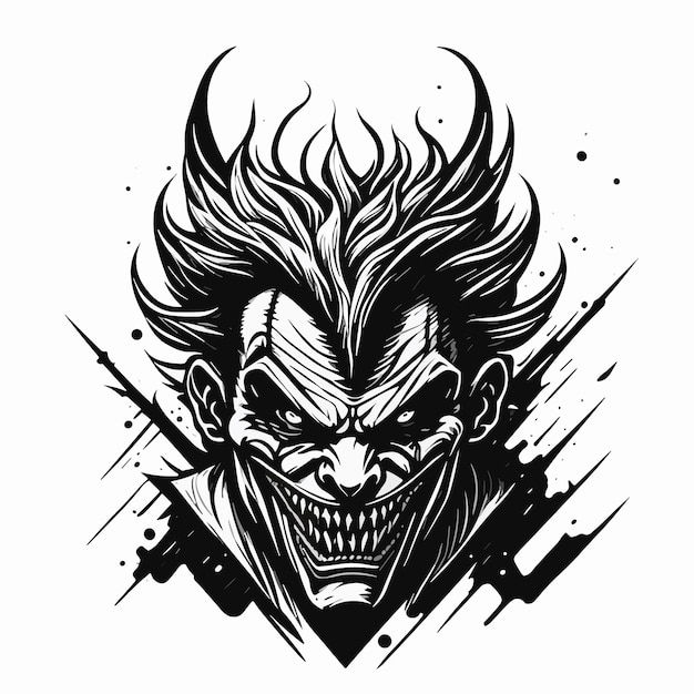 Wallpaper #5s4WJZMB71dOy6JZUxII60 A Cartoon Drawing of a Joker with a Head in the Center Premium AI