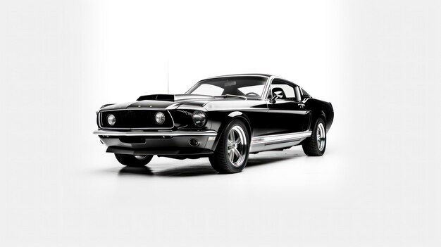 Wallpaper #kWidIpMBSpphPi3-uDN4182 Premium AI Image Black Muscle Car Front Side View Isolated with White