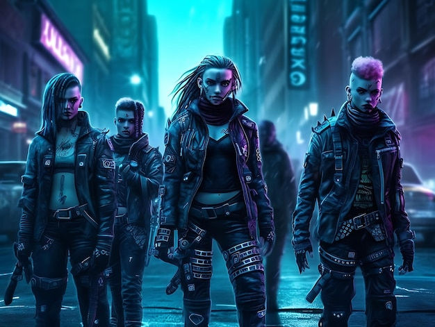 Wallpaper #SLhR2ZIBJvJKYCmEiexE223 Premium AI Image Cyberpunk Street Gang