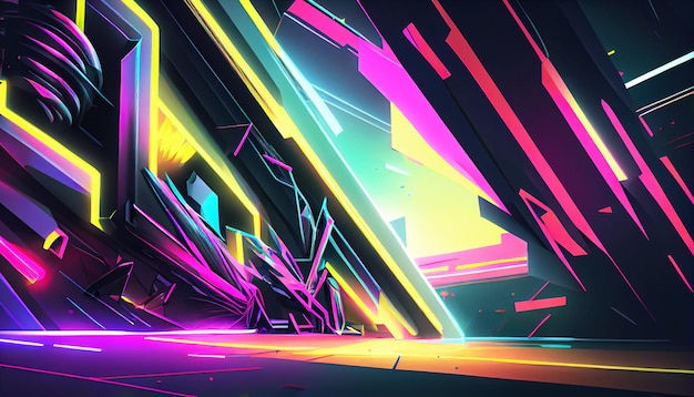 Wallpaper #fLyFO5MBMDFIMcjN7X9M156 Premium Photo New Neon Cyberpunk Wall Art Graffiti Concept Background