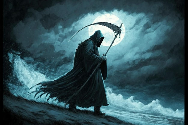 Wallpaper #12df7JIBSpphPi3-dlJx286 Premium Photo the Death as Know as Grim Reaper Casts Black Magic on