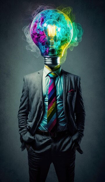 Wallpaper #FbmH3ZIBJvJKYCmEjAF271 Premium AI Image a Man with a Light Bulb Head on It