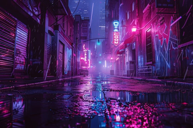 Wallpaper #0upqVpMBlwTYPL18kw-D239 Premium Photo a Cityscape with Neon Lights in the Background Neon
