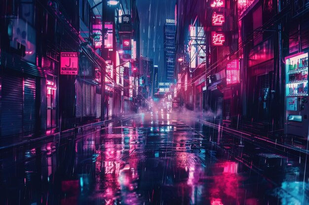 Wallpaper #0upqVpMBlwTYPL18kw-D241 Premium Photo a Cityscape with Neon Lights in the Background Neon