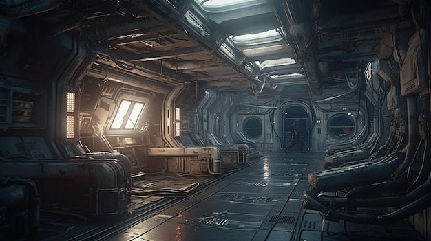 Wallpaper #8miAIJMBSpphPi3-mS3Z31 Premium AI Image Abandoned Spaceship Station Digital Art Illustration