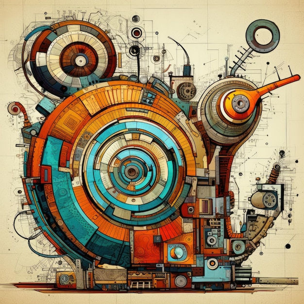 Wallpaper #7DE0NZMB5zzyi_yYk1WD236 Premium AI Image Snail Abstract Illustration Tattoo Industrial Poster