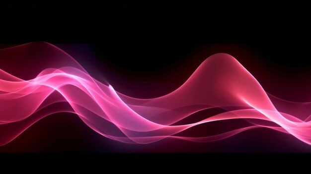 Wallpaper #OWisGZMBSpphPi3-0Bjv370 Premium AI Image Abstract Pink Waves on a Black Background Generative AI