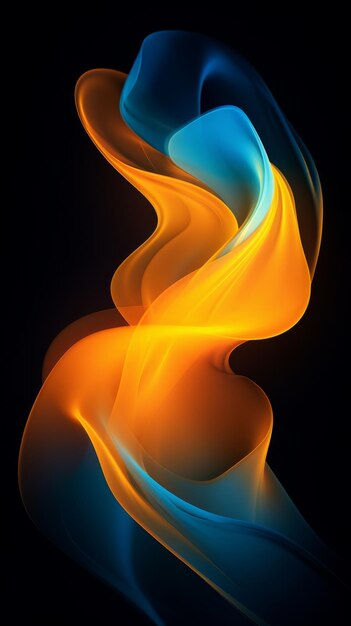 Wallpaper #OWisGZMBSpphPi3-0Bjv351 Premium AI Image an Abstract Blue and Orange Wave on a Black Background