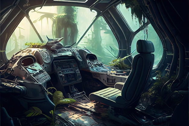 Wallpaper #8miAIJMBSpphPi3-mS3Z14 Premium Photo Crashed Abandoned Spaceship Empty Overgrown Cabin