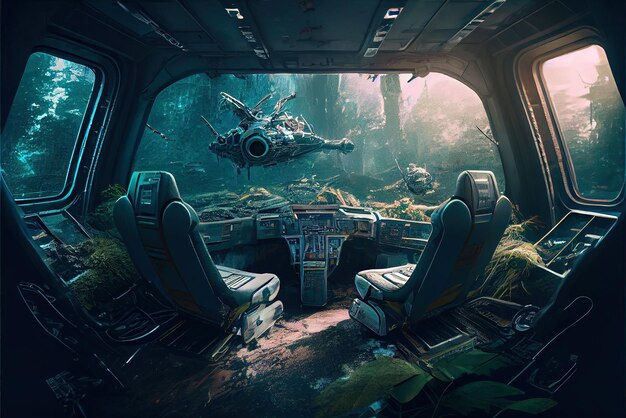 Wallpaper #8miAIJMBSpphPi3-mS3Z26 Premium Photo Crashed Abandoned Spaceship Empty Overgrown Cabin