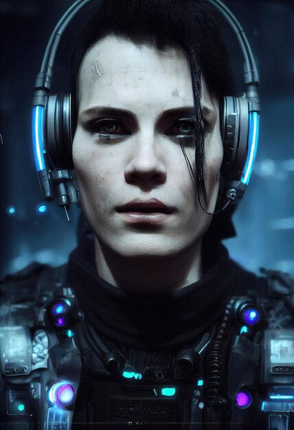 Wallpaper #Yxl4Ao8BtGB6xQ789EoF43 Premium Photo a Realistic Portrait of a Man Wearing a Cyberpunk