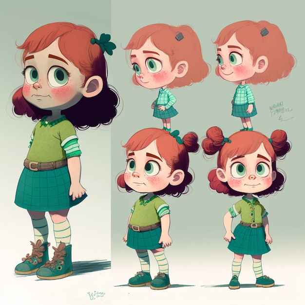 Wallpaper #mrgA2pIBJvJKYCmEOe9240 Cartoon Character Design of a Girl with Different Expressions
