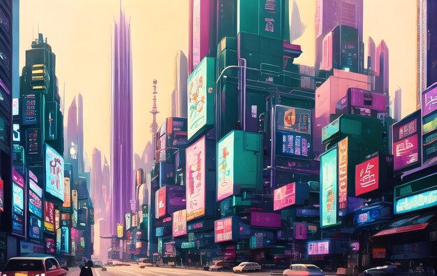 Wallpaper #NuohVpMBlwTYPL18LA-N67 Premium Photo Cyberpunk Poster 80s Style Retro Style Neon Futuristic