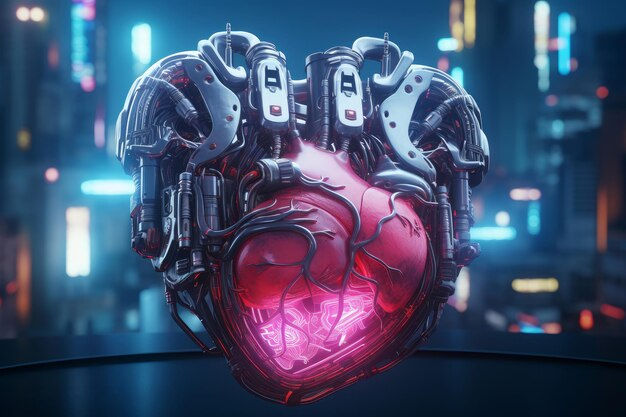 Wallpaper #SzuIb5cBSWmA-tzpLY-L103 Premium AI Image Hightech Cyberpunk Heart Engine Passion Motor