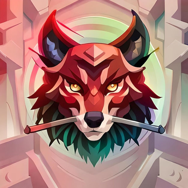 Wallpaper #4h3xLJMBlOZrFDOkhswd263 Premium AI Image Abstract Wolf Head Illustration