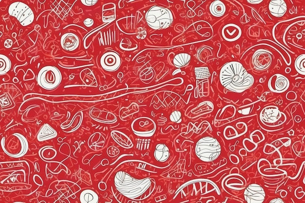 Wallpaper #NL0NpJcBxtB1RJ-K4LkL157 Premium Photo Fun Red Line Doodle Seamless Pattern Creative Abstract