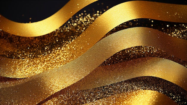 Wallpaper #OWisGZMBSpphPi3-0Bjv367 Premium AI Image Golden Glitter Waves on a Black Background with a