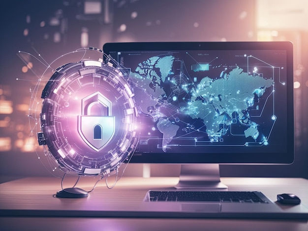 Wallpaper #N_SyOZMBKFX8bn3r73fv183 Premium AI Image Cyber Security Wallpaper for Presentation Soft Tone