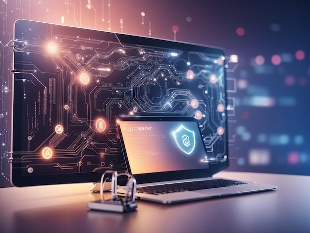 Wallpaper #N_SyOZMBKFX8bn3r73fv294 Premium AI Image Cyber Security Wallpaper for Presentation Soft Tone