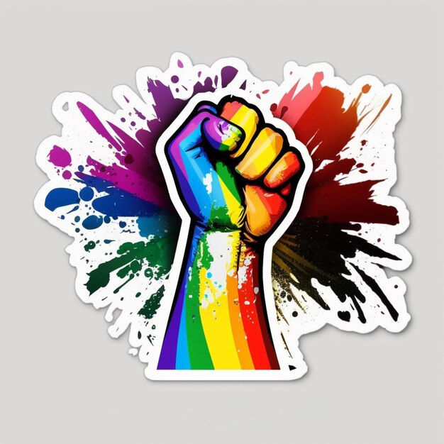 Wallpaper #QmfABJMBSpphPi3-VLnG276 Premium AI Image a Close Up of a Fist with a Rainbow Paint Splatter