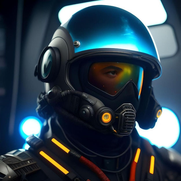 Wallpaper #K2dt95IBSpphPi3-a4aI40 Premium AI Image Sci Fi a Man in a Space Suit with a Helmet on AI Art