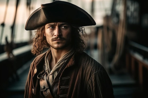 Wallpaper #Kme2_JIBSpphPi3-FJlS269 Premium AI Image Portrait of Pirate Corsair Captain in Costume and