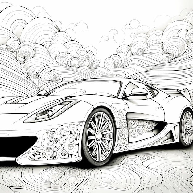 Wallpaper #Zxq3T5MB1yWOL4qgaX_v191 Premium AI Image Pure Elegance Black and White Ferrari Coloring Page