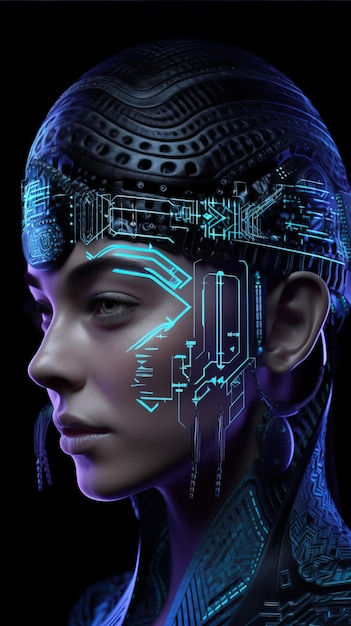 Wallpaper #oGimHpMBSpphPi3-qik8264 Premium Photo Portrait of a Scifi Cyberpunk Girl Hightech Futuristic