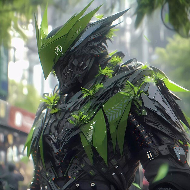 Wallpaper #hXeZJpMB-pgBXx60VqJy195 Premium AI Image Anime Cyberpunk Samurai Solarpunk Warrior Generative AI