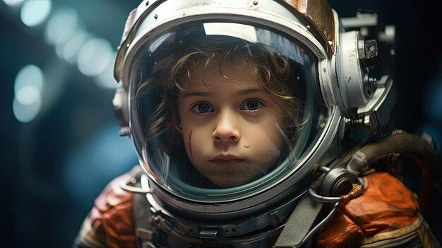 Wallpaper #e2eE_JIBSpphPi3-ZZiW285 Premium Photo a Child in an Astronaut Spacesuit Stares at the Camera