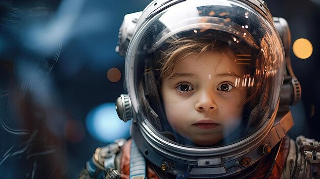 Wallpaper #e2eE_JIBSpphPi3-ZZiW283 Premium Photo a Child in an Astronaut Spacesuit Stares at the Camera