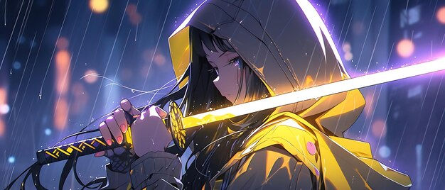 Wallpaper #Fe8FTZMBMN-XEVvVuT-n135 Premium AI Image Neno Cyberpunk Ninja Girl with Sword