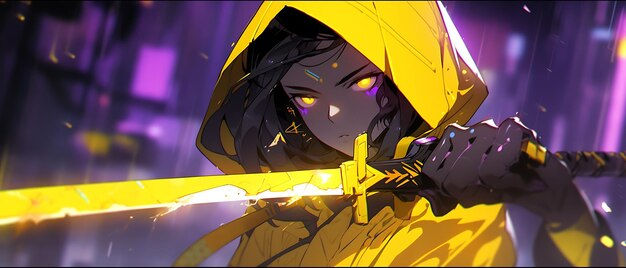 Wallpaper #Fe8FTZMBMN-XEVvVuT-n97 Premium AI Image Neno Cyberpunk Ninja Girl with Sword