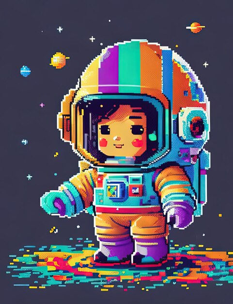 Wallpaper #YjGbNZMB5zzyi_yY1Fda83 Premium Photo Pixel Art Adventures Adorable Astronauts Galaxy Stars