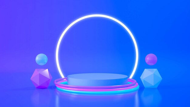 Wallpaper #A0ApMJMBJhL2WPbazsCh304 Premium Photo Circle Stage Neon Light Abstract Futuristic Background