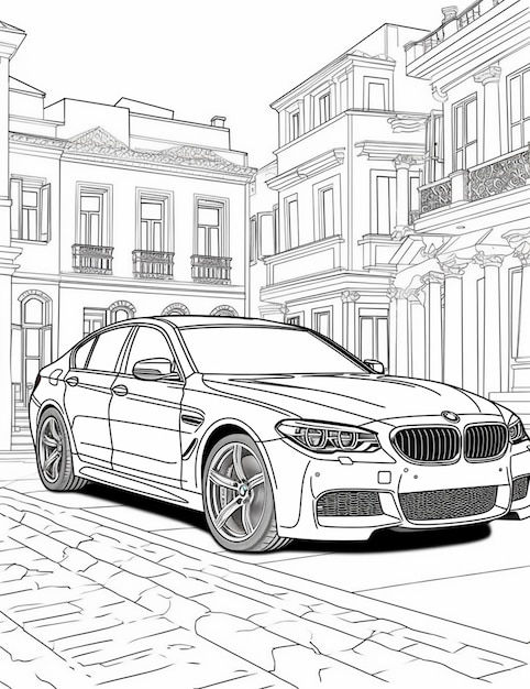 Wallpaper #g_DzfZcBi4JM6agG6B_G120 Coloring Pages of Cars on the Street of a City Generative AI Premium