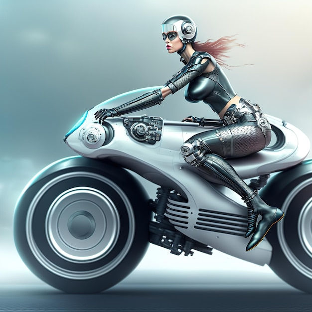Wallpaper #WkD9LpMBJhL2WPbal7s-20 Premium Photo Science Fiction Vehicle Woman Biker on a Futuristic