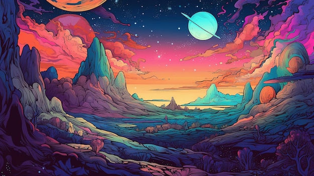 Wallpaper #mandiJcBxbDgA0Rlw-_q80 Premium Photo Generative AI Psychedelic Space Banner Template in