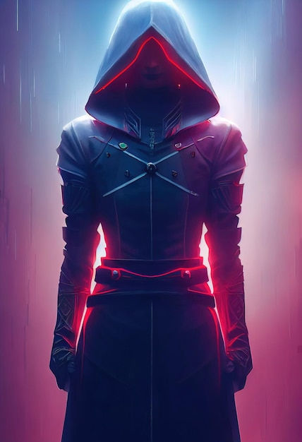Wallpaper #ZjunbZcBSWmA-tzpSo7R163 Premium Photo Fantasy Portrait of a Militant Female Assassin with Red