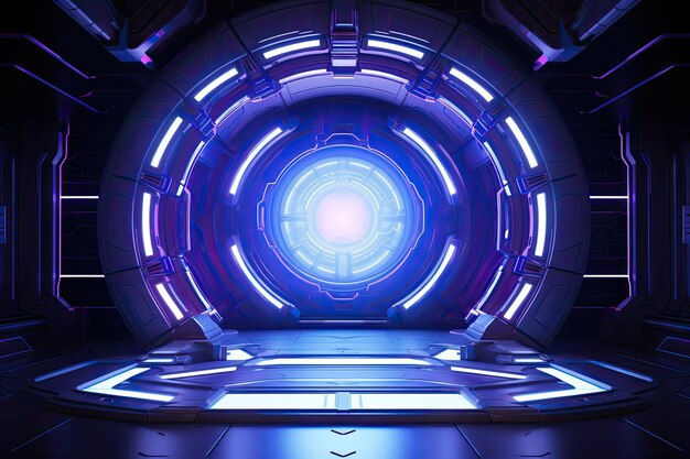 Wallpaper #TzGVNZMB5zzyi_yYJ1cv119 Premium AI Image High Tech Fantasy Round Portal Neon Light