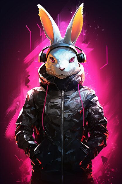 Wallpaper #qa3MMZMBKf019FdaUxGB281 Premium Photo Cyber Bunny Portrait Illustration