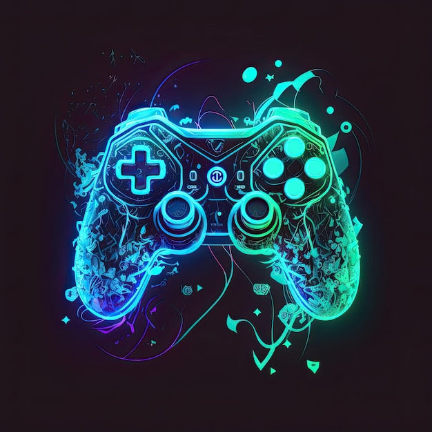 Wallpaper #Bpz74pIBZHQxiYarTMNN106 Premium Photo Abstract Neon Light Game Controller Artwork Design