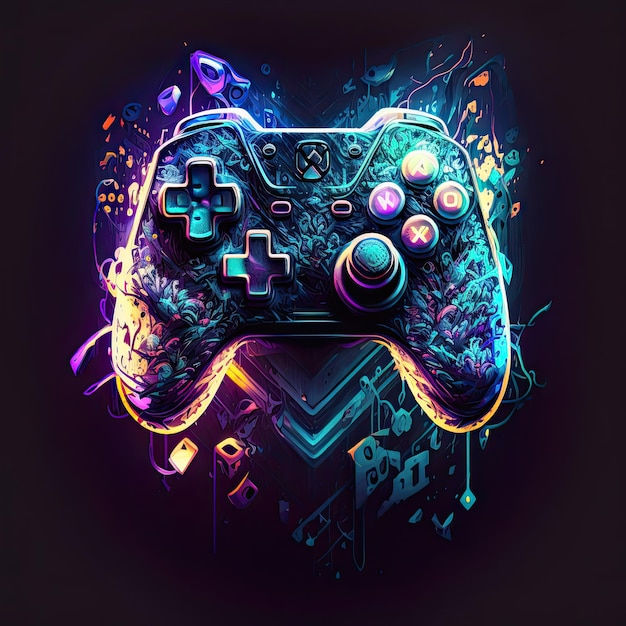 Wallpaper #mGf4A5MBSpphPi3-srXj98 Premium Photo Abstract Neon Light Game Controller Artwork Design