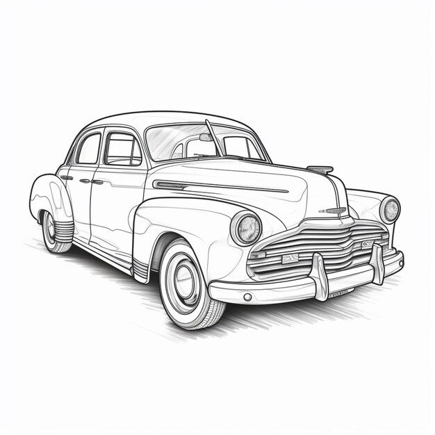 Wallpaper #s2j0H5MBSpphPi3-DSxF336 Premium AI Image a Drawing of a Classic Car with a White Background