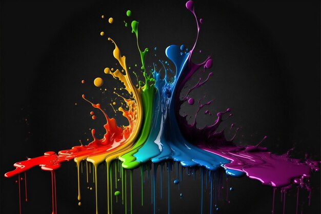 Wallpaper #fmcp65IBSpphPi3-I0r2308 Premium Photo Rainbow Color Paint Splash Wallpaper Abstract Colors