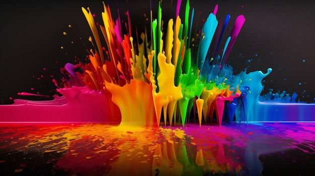 Wallpaper #fmcp65IBSpphPi3-I0r2245 Premium Photo Rainbow Color Paint Splash Wallpaper Abstract Colors
